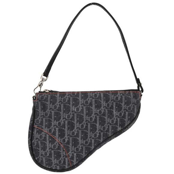 Christian Dior Navy Denim Trotter Saddle Handbag - Picture 1 of 10
